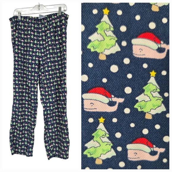 Men's Vineyard Vines Santa Hat Whale Christmas Tree Cotton Lounge Pants Medium - Picture 1 of 8